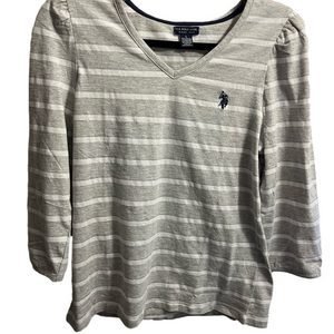 US Polo Assoc NWT long sleeve t-shirt with gray stripes, Large